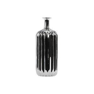 Urban Trends Ceramic Bottle Vase with Corrugated Belly Polished Chrome Silver - All
