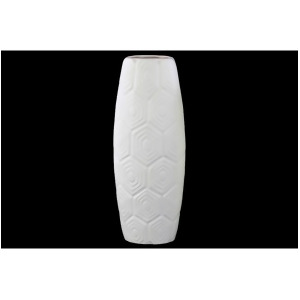 Urban Trends Ceramic Oval Vase w/Embossed Geometric Shapes Lg Matte White - All