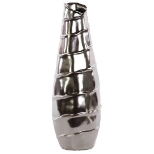 Urban Trends Ceramic Round Bellied Tall Vase w/Embossed Spiral Design Lg Chrome - All