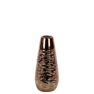 Urban Trends Ceramic Round Vase Sm w/Crumpled Chrome Dimpled Rough Gold - All