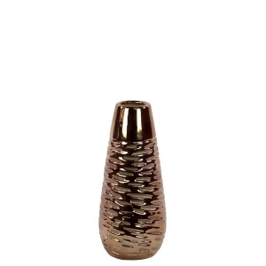 Urban Trends Ceramic Round Vase Sm w/Crumpled Chrome Dimpled Rough Gold - All