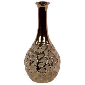 Urban Trends Ceramic Round Vase w/Neck Rnd Crumpled w/Chrome Lg Rough Gold - All