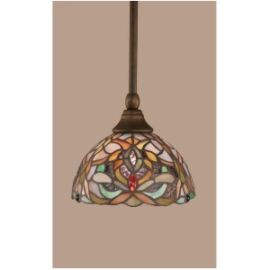 Toltec Lighting Stem Mini Pendant 7AaA Kaleidoscope Tiffany Glass 23-Brz-9905 - All