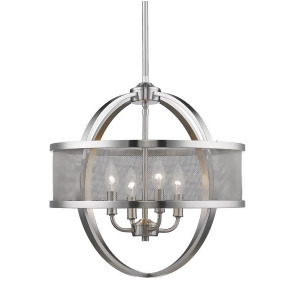 Golden Lighting Colson 4 Light Chandelier with shade Pewter 3167-4Ppw-pw - All