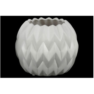 Urban Trends Ceramic Round Low Vase w/Uneven Lip Wave Lg Matte White - All
