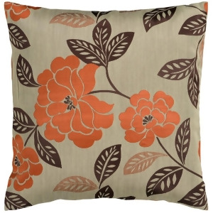 Blossom by Surya Pillow Tan/Orange/Dk.Brown 22 x 22 Hh053-2222p - All