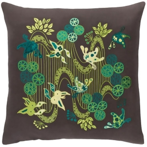Chinese River by E. Gardner Down Pillow Black/Lime/Teal 18 Ci002-1818d - All