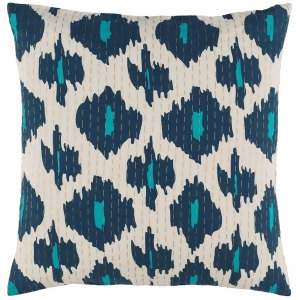 Kantha by Surya Down Fill Pillow Navy/Teal/Wheat 18 x 18 Kth002-1818d - All
