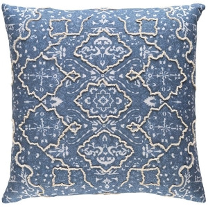 Batik by Surya Down Fill Pillow Denim/Ivory/Cream 22 x 22 Bat002-2222d - All