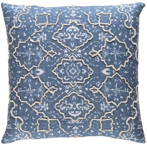 Batik by Surya Poly Fill Pillow Denim/Ivory/Cream 18 x 18 Bat002-1818p - All