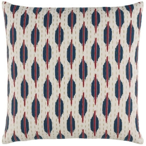 Kantha by Surya Down Fill Pillow Dark Red/Navy/Olive 18 x 18 Kth005-1818d - All