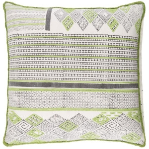 Aba by Surya Down Fill Pillow Lime/Dark Brown/White 18 x 18 Aba001-1818d - All