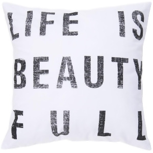 Typography by Surya Poly Fill Pillow White/Black 18 x 18 St081-1818p - All