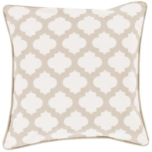 Moroccan Printed Lattice by Surya Pillow White/Taupe 22 x 22 Mpl007-2222p - All