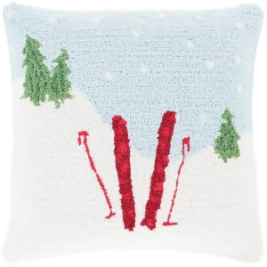 Winter by Surya Down Fill Pillow Sky/White/ Red 18 Square Wit018-1818d - All