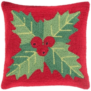Winter by Surya Down Fill Pillow Bright Red/Dark Red/Dark Green 18 x 18 Wit005-1818d - All