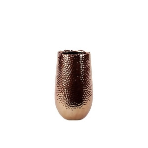Urban Trends Ceramic Round Vase w/Uneven Lip Round Bottom Sm Dimpled Copper - All