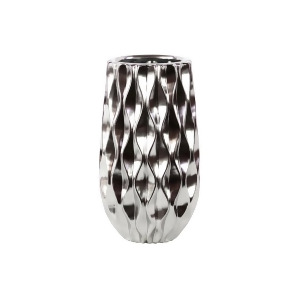 Urban Trends Ceramic Round Vase w/Embossed Wave Rounded Bottom Lg Chrome - All