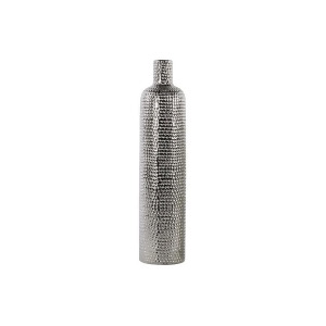 Urban Trends Ceramic Round Bottle Vase Lg Dimpled Chrome Silver 4.5x4.5x19.5 H - All