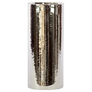 Urban Trends Ceramic Cylindrical Vase Lg Polished Chrome Silver 21221 - All