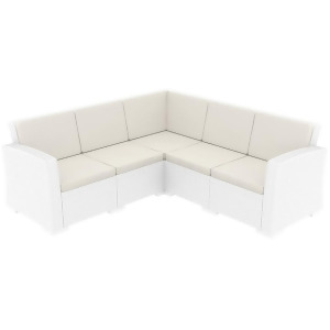 Compamia Monaco Resin Patio Sectional 5 Piece White w/ Cushion Isp834-wh - All