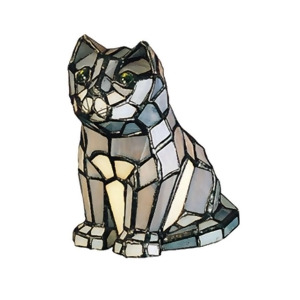 Meyda Lighting 7'H Cat Tiffany Glass Accent Lamp Grey Ca 11323 - All