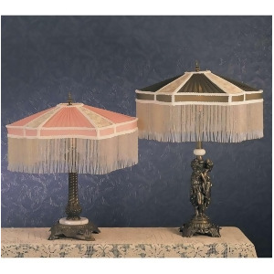 Meyda Lighting 22'H Fabric Fringe Persian Table Lamp Pink/Ivory 49469 - All