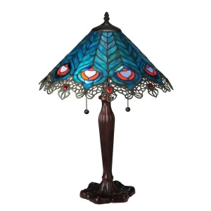 Meyda Lighting 23'H Peacock Feather Lace Table Lamp 138775 - All