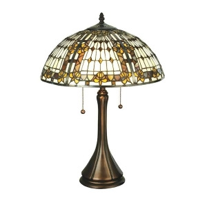 Meyda Lighting 22.5'H Fleur-De-Lis Table Lamp Beige Ha Green/Blue Amber 27031 - All