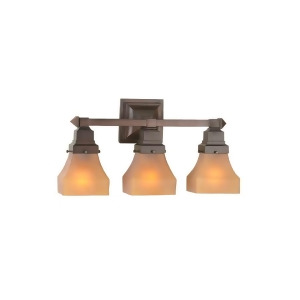 Meyda Lighting 20'W Bungalow Frosted Amber 3 Lt Vanity Light Amber Etch 50362 - All