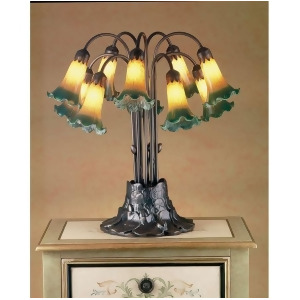 Meyda Lighting 22'H Amber/Green Pond Lily 10 Lt Table Lamp Amber/Green 14357 - All
