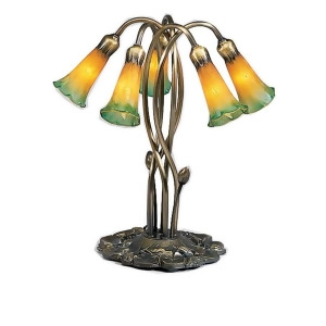 Meyda Lighting 16.5'H Amber/Green Pond Lily 5 Lt Accent Lamp 14893 - All