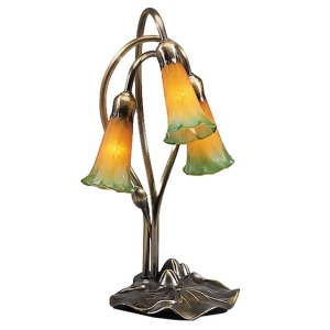 Meyda Lighting 16'H Amber/Green Pond Lily 3 Lt Accent Lamp 13595 - All