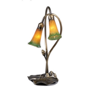 Meyda Lighting 16'H Amber/Green Pond Lily 2 Lt Accent Lamp 12939 - All