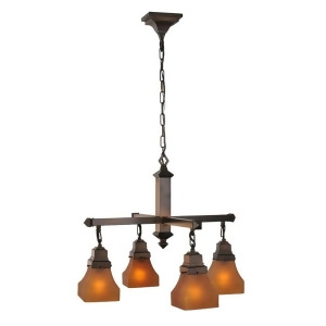 Meyda Lighting 26'W Bungalow Frosted Amber 4 Lt Chandelier Amber Etch 50363 - All