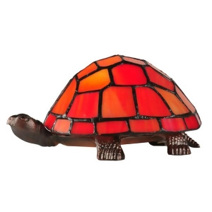 Meyda Lighting 4'H Turtle Tiffany Glass Accent Lamp Orange 10271 - All
