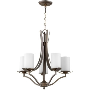 Quorum Atwood 5 Light 22' Chandelier Oiled Bronze/Satin Opal 6096-5-186 - All