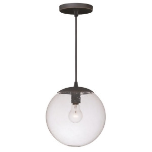 Vaxcel 630 Series 10'' 1L Mini Pendant Black Iron Clear Seeded Glass P0163 - All