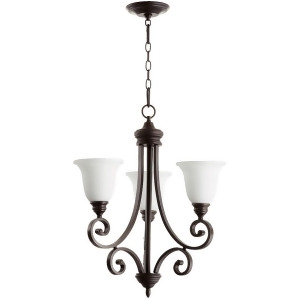 Quorum Bryant 3 Light 21' Chandelier Oiled Bronze/Satin Opal 6154-3-186 - All