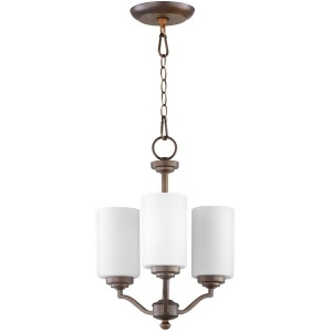 Quorum Atwood 3 Light 14.5' Chandelier Oiled Bronze/Satin Opal 6096-3-186 - All