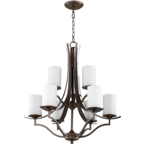 Quorum Atwood 9 Light 29.5' Chandelier Oiled Bronze/Satin Opal 6096-9-186 - All