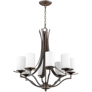 Quorum Atwood 8 Light 28' Chandelier Oiled Bronze/Satin Opal 6096-8-186 - All