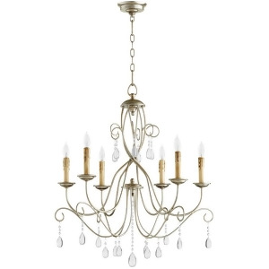 Quorum Cilia 6 Light 28' Chandelier Aged Silver Leaf 6116-6-60 - All