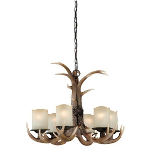 Vaxcel Yoho 6 Light Chandelier Black Walnut/CrAAme Cognac Glass H0016 - All