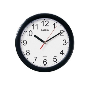 Dainolite 8' Diameter Round Black Wall Clock Plastic Face 24003-Bk - All
