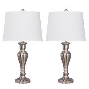 Fangio Lighting Two 26.5 Metal Table Lamps Brushed Nickel W-1483bn-2pk - All