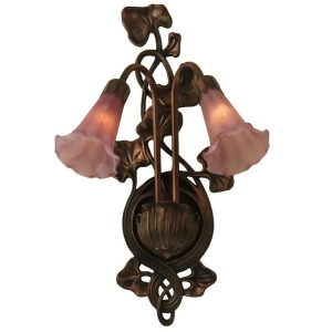 Meyda Lighting 11'W Cranberry Pond Lily 2 Lt Wall Sconce Cranberry 16787 - All