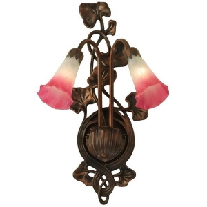 Meyda Lighting 11'W Pink/White Pond Lily 2 Lt Wall Sconce 17616 - All