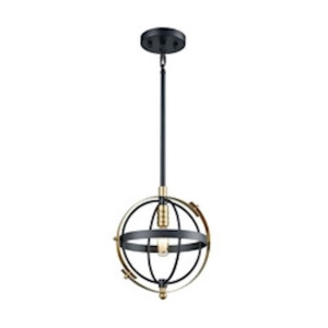 Elk Lighting Caldwell 1 Light Pendant Matte Black/Satin Brass 15284-1 - All