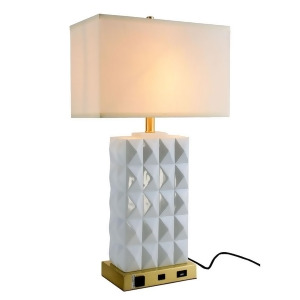 Elegant DAcor 3001 Brio 1-Light Brushed Brass and White Table Lamp Tl3001 - All